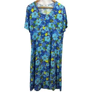 Miss Charlotte Dress Midi Womens Sz XL Neon Florals Lightweight Cottage Chic